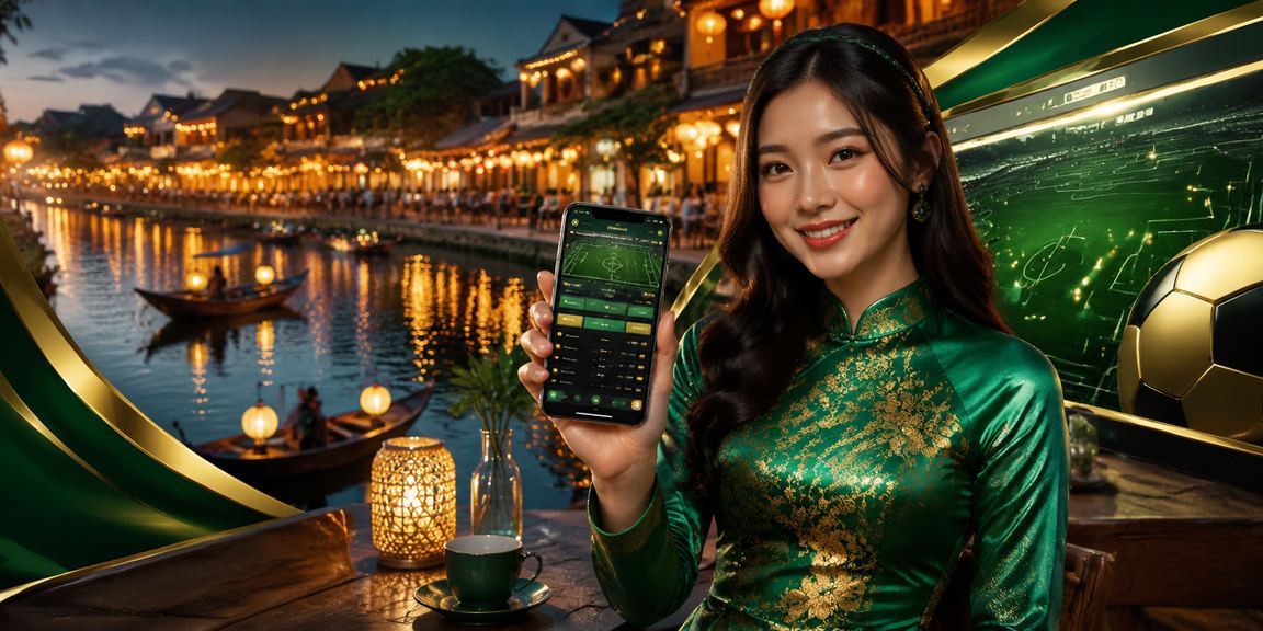 Người phụ nữ mặc áo dài tại Hội An trải nghiệm mobile casino trên điện thoại